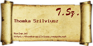 Thomka Szilviusz névjegykártya